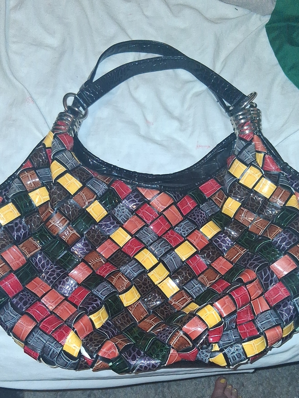 Multicolor Woven Leather Hobo Bag